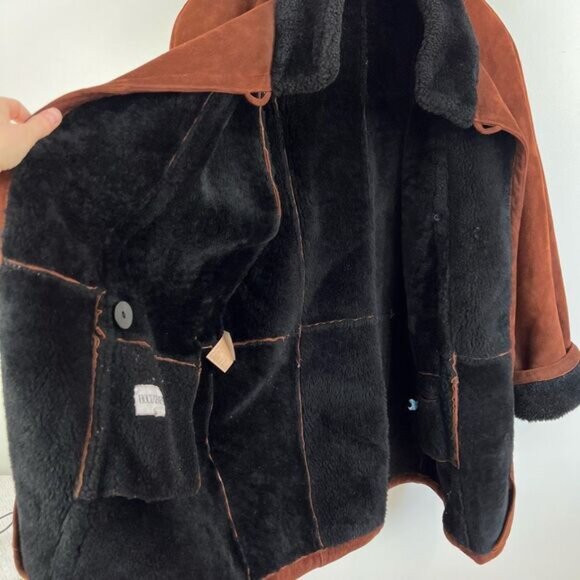 Vintage Holt Renefrew Women’s 8 Brown Genuine Lambskin Shearling Car Coat Jacket - Picture 11 of 16